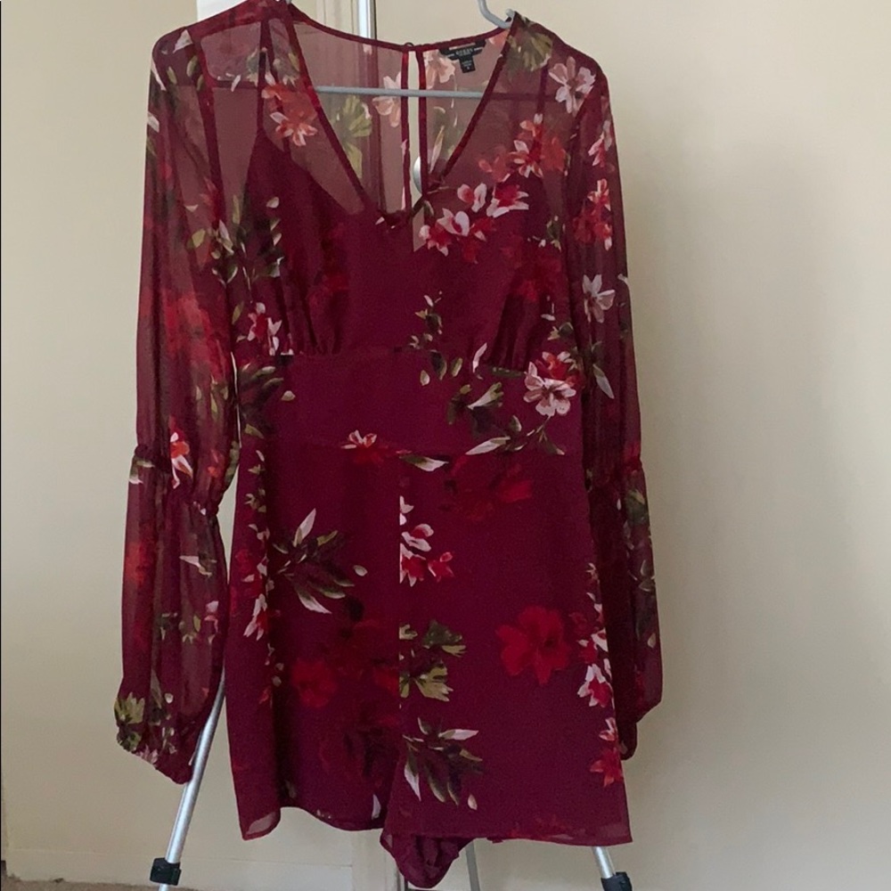 Guess Floral Burgundy Romper